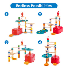 Quadrilla Stack Track Bucket Wooden Marble Run Construction