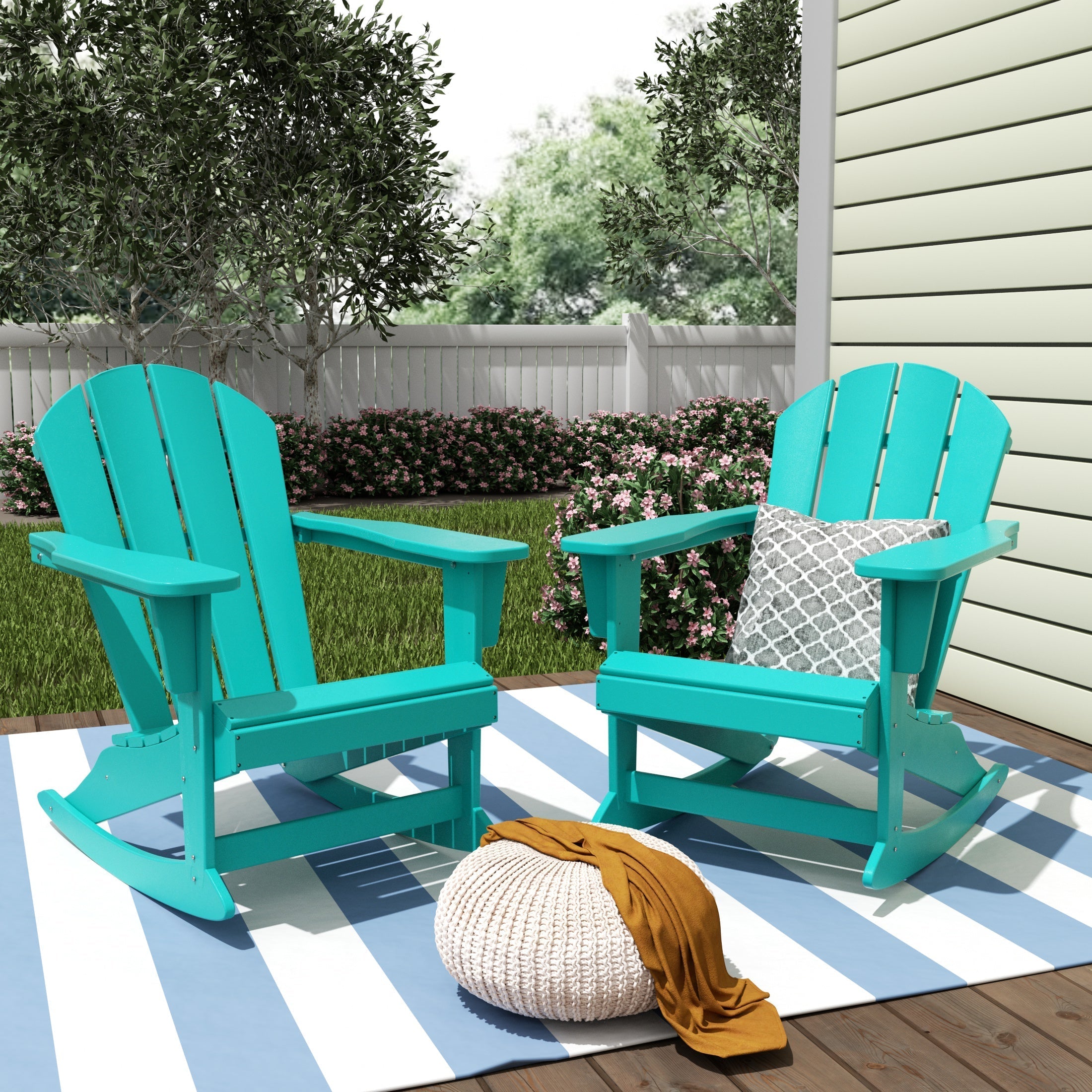  Westin Furniture Outdoor Patio Porch Rocking Adirondack Chair, Set of 2 - Navy Blue - Bonton