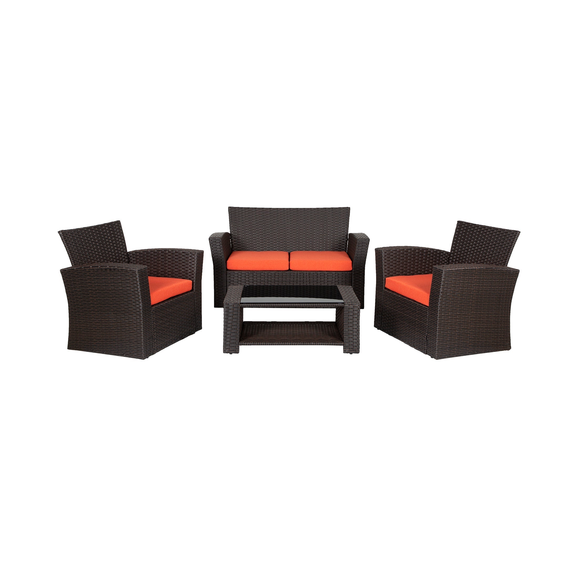  Westin Furniture 4-Piece Conversation Outdoor Patio Sofa Set with Cushions - Gray/Orange - Bonton