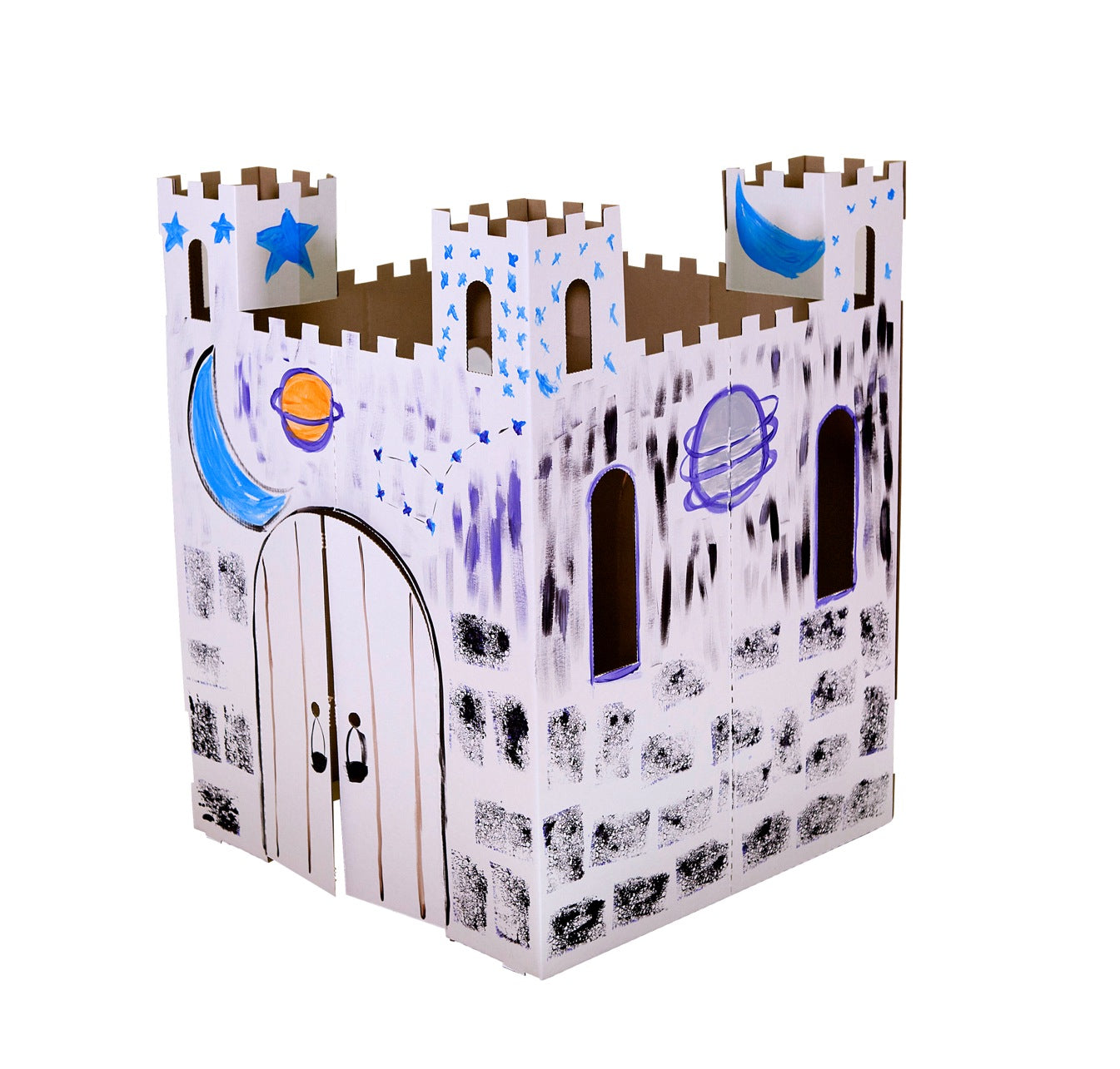  Easy Playhouse Easy Playhouse Cardboard Castle- Decorate & Personalize - White - Bonton