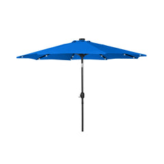 9 ft Outdoor Patio Solar LED Market Umbrella with Black Round Base