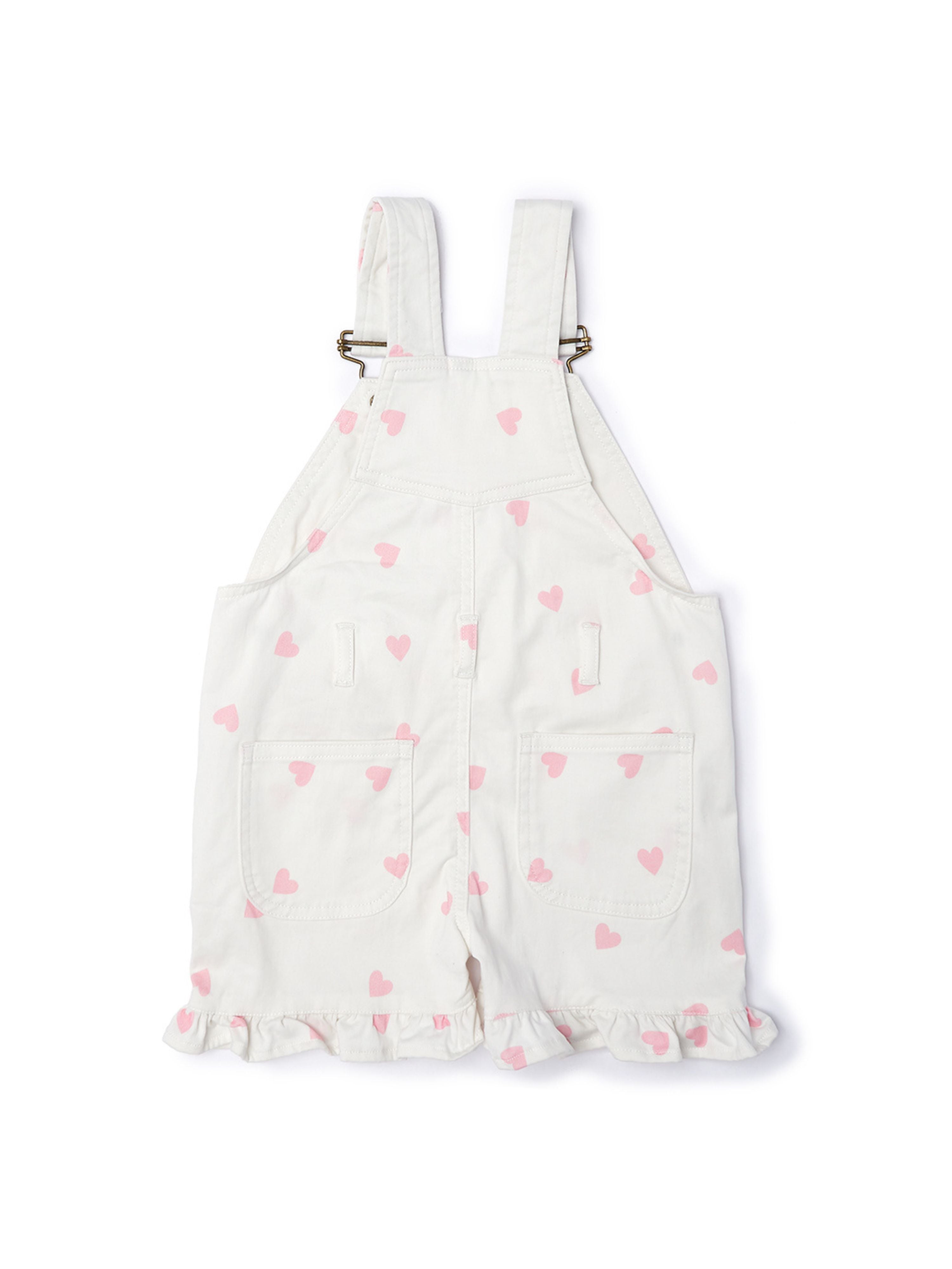  Dotty Dungarees Summer Love Heart Overall Shorts - Pink - Bonton