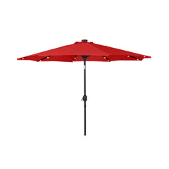 9 ft Outdoor Patio Solar LED Market Umbrella with Black Round Base