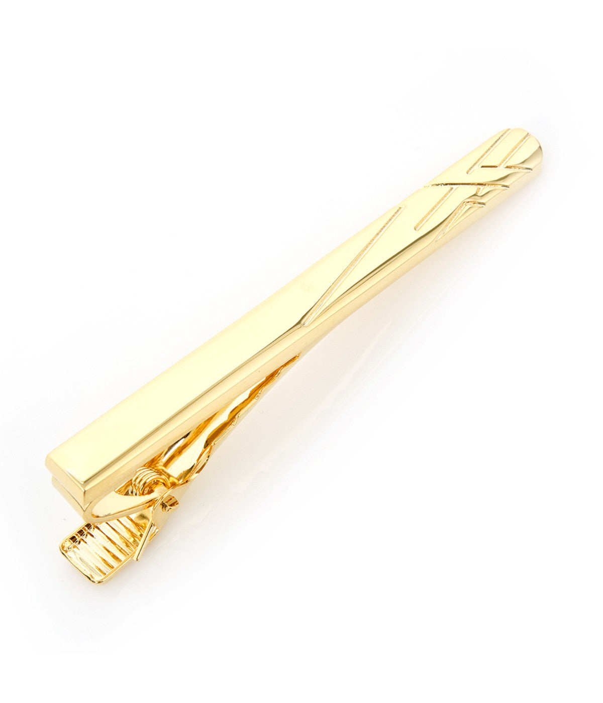  Cufflinks Gold Etched Lines Tie Clip - Gold - Bonton