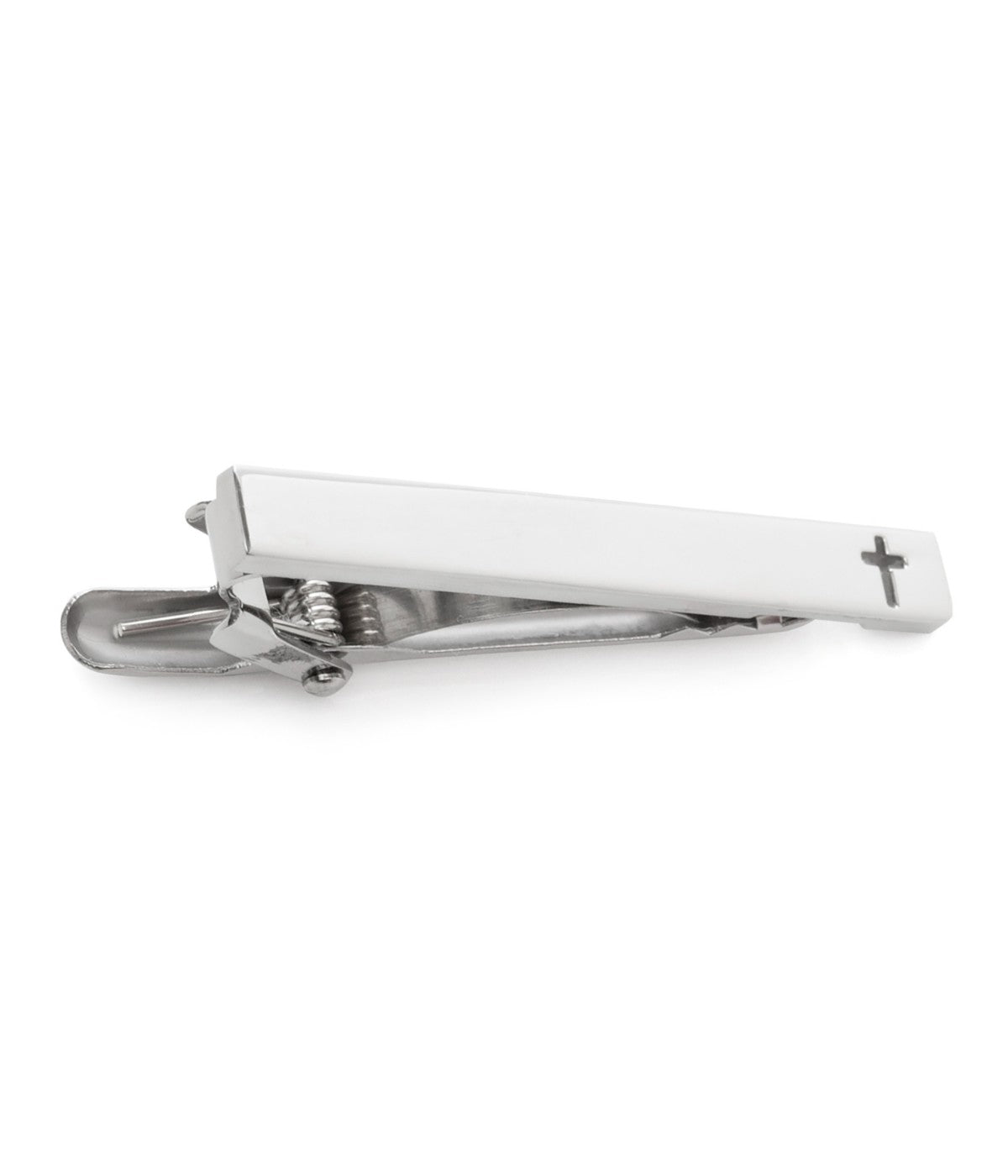  Cufflinks Cross Cutout Stainless Steel Tie Clip - Silver - Bonton