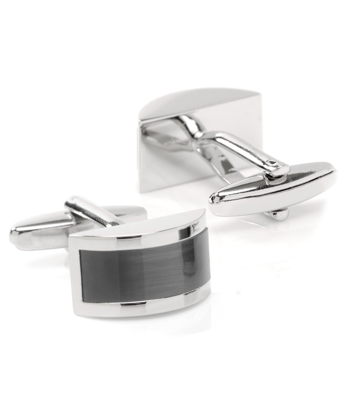  Cufflinks Gray Cat's Eye Bridged Cufflinks - Black - Bonton