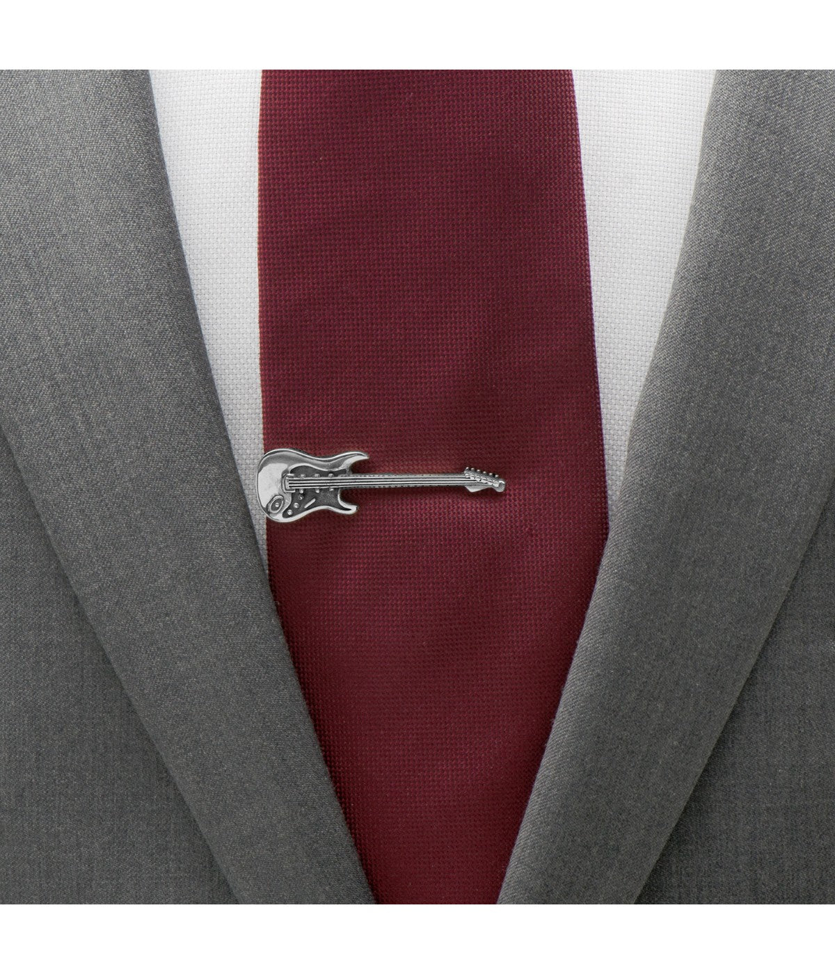  Cufflinks Guitar Tie Clip - Silver - Bonton