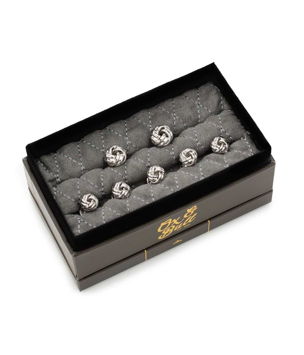  Cufflinks Silver Knot 5-Stud Set - Silver - Bonton