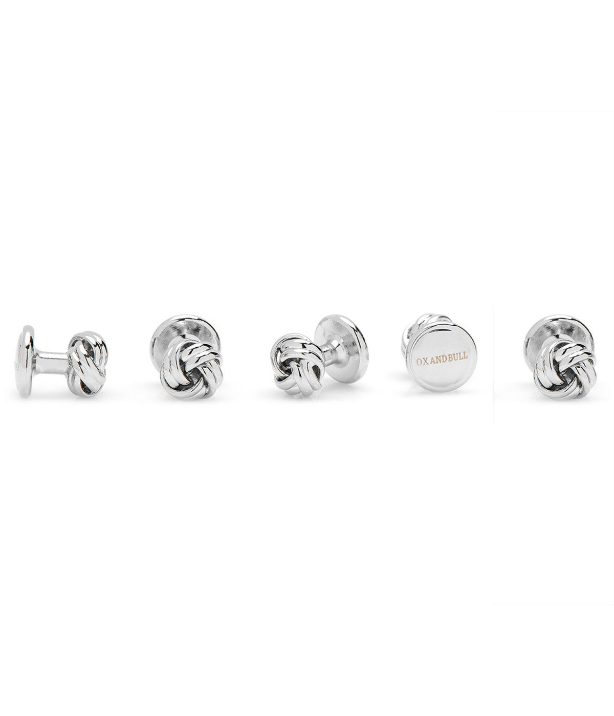  Cufflinks Silver Knot 5-Stud Set - Silver - Bonton