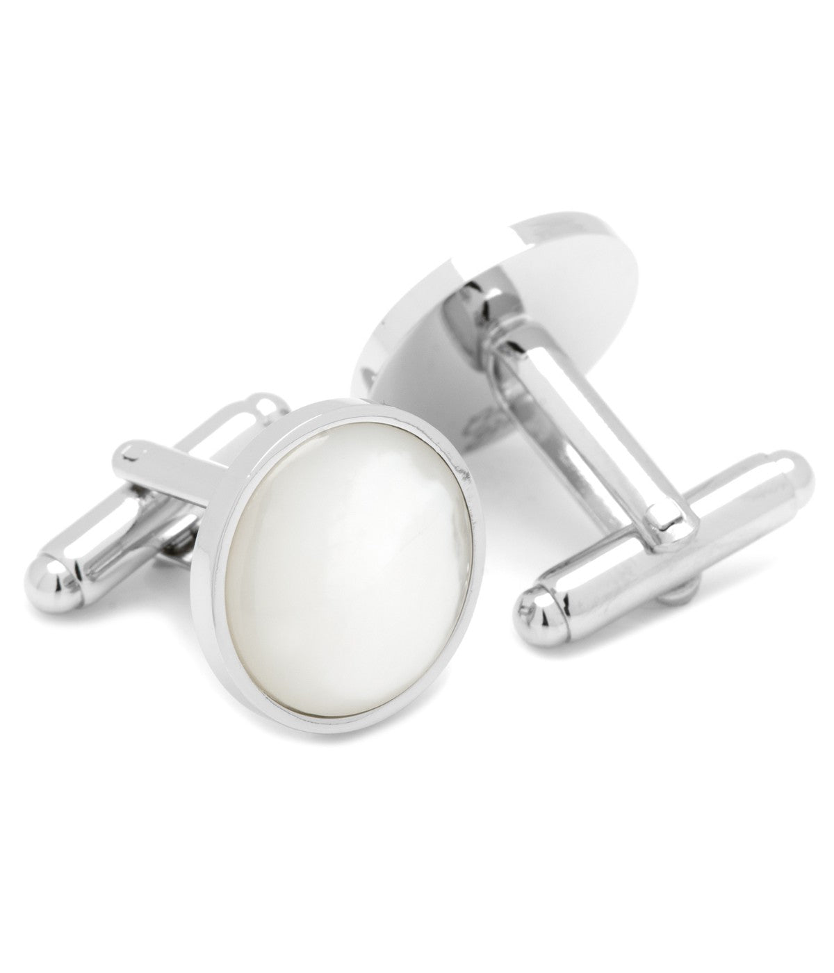  Cufflinks Silver and Mother of Pearl Cufflinks - White - Bonton