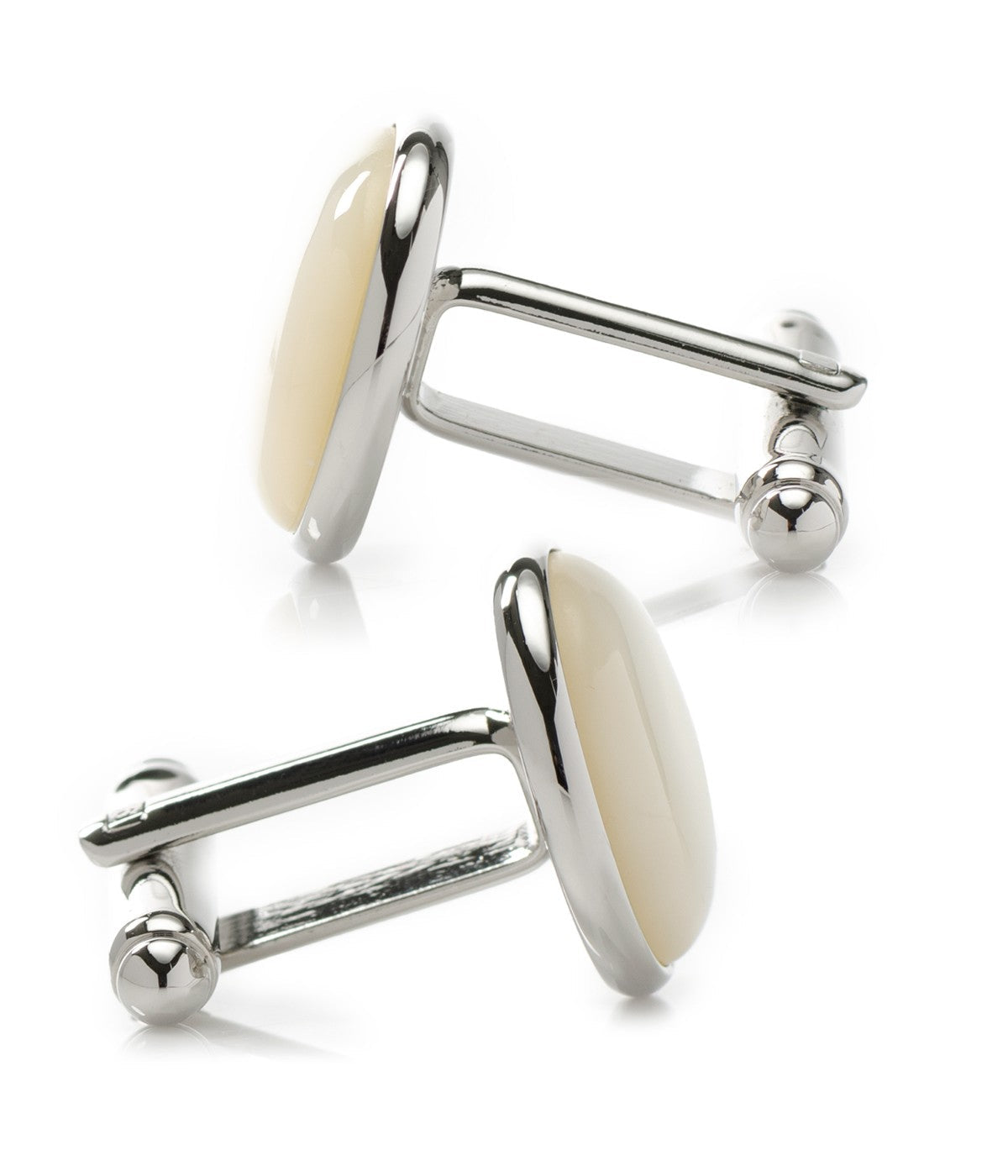  Cufflinks Silver and Mother of Pearl Cufflinks - White - Bonton