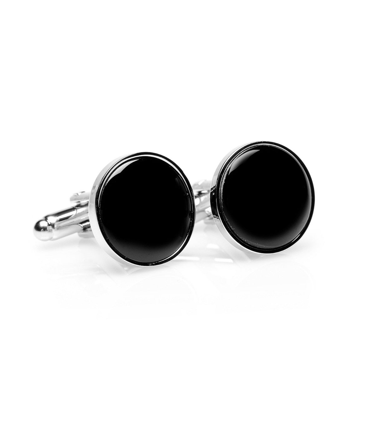  Cufflinks Silver and Onyx Cufflinks - Black - Bonton