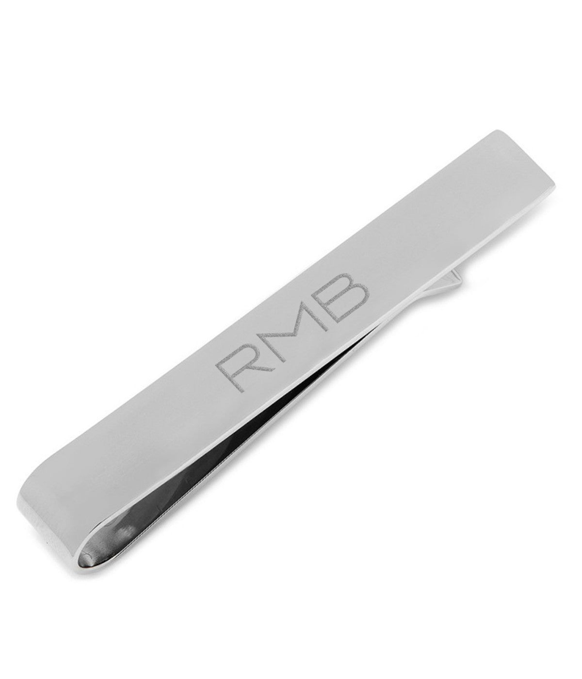  Cufflinks Stainless Steel Engravable Tie Bar - Silver - Bonton