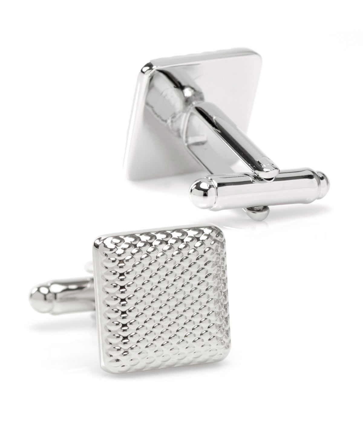  Cufflinks Silver Textured Square - Silver - Bonton