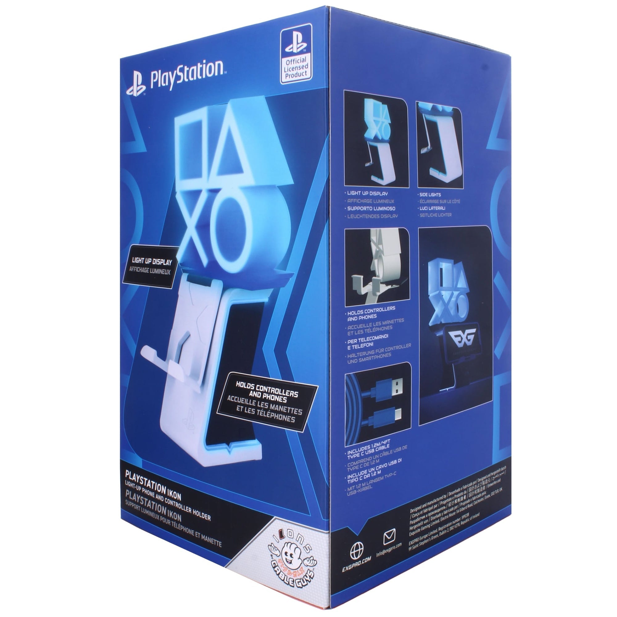  Exquisite Gaming LED IKONS PlayStation Logo Charging Phone & Controller Stand - Multi - Bonton