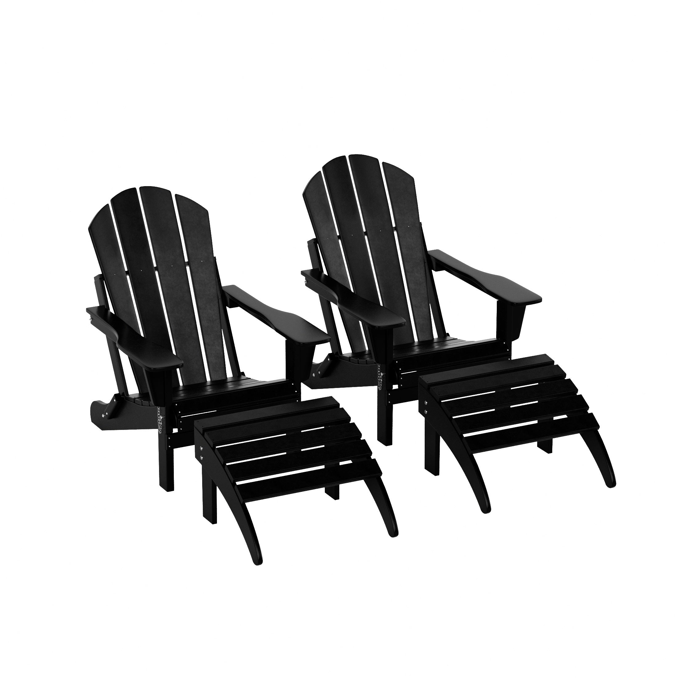  Westin Furniture 4-Piece Adirondack Conversation Chair with Footrest Ottoman Set - Black - Bonton