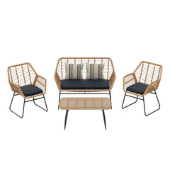 4-Piece Outdoor Patio Rattan Wicker Conversation Set