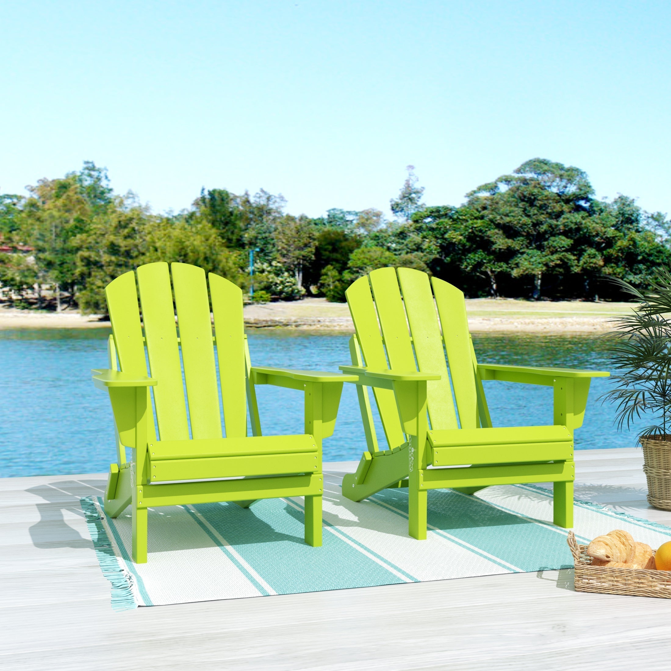  Westin Furniture Outdoor Folding Adirondack Chair, Set of 2 - Navy Blue - Bonton