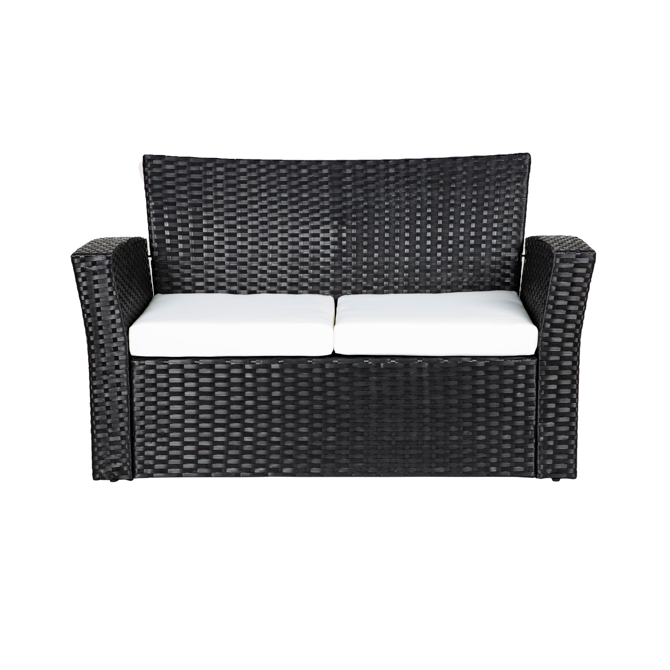  Westin Furniture 4-Piece Outdoor Patio Conversation Sofa Set with Cushions - Black/Navy Blue - Bonton