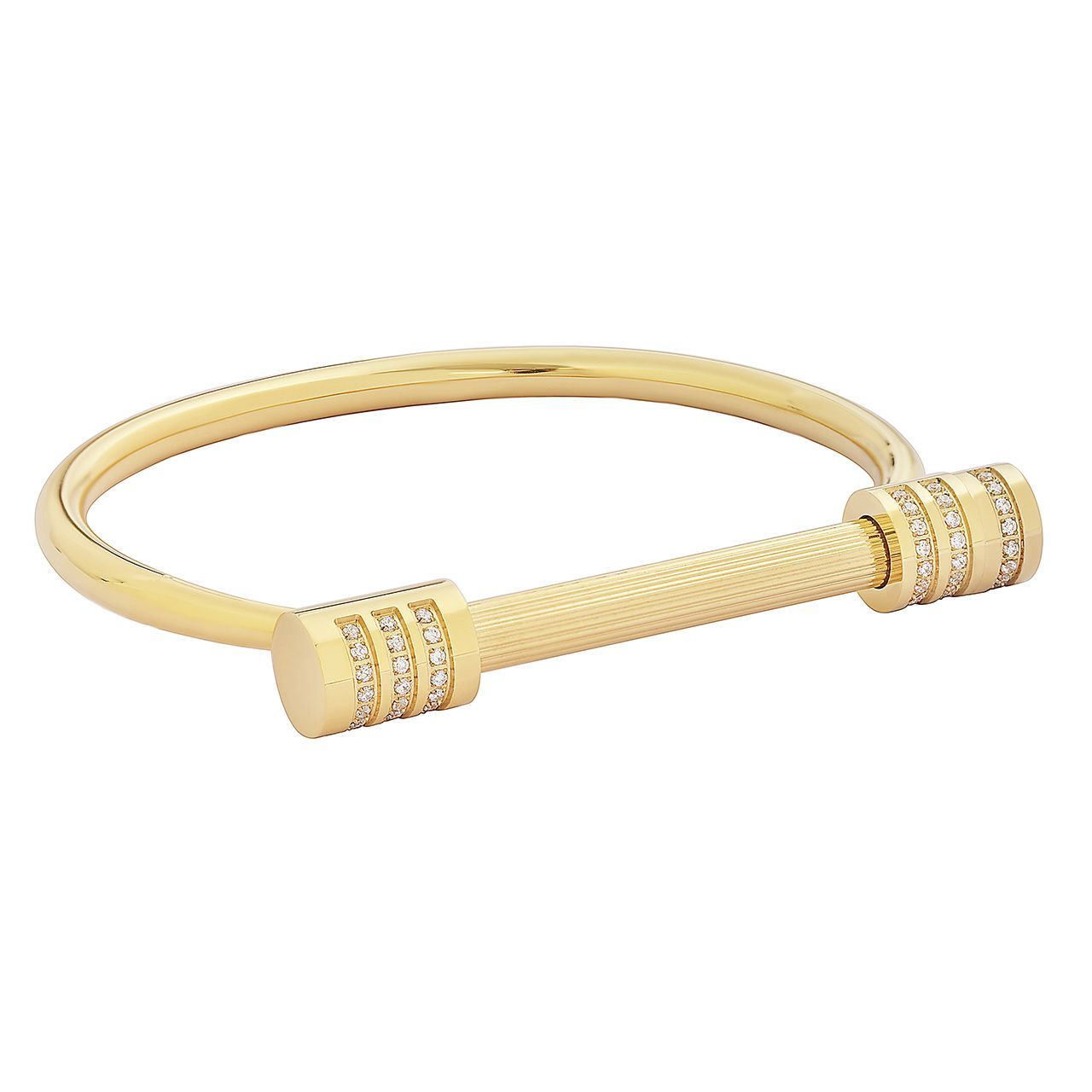  Gemesis Jewels by Edforce D Shaped Bar with CZ Shackle Cuff Bracelet - Gold - Bonton