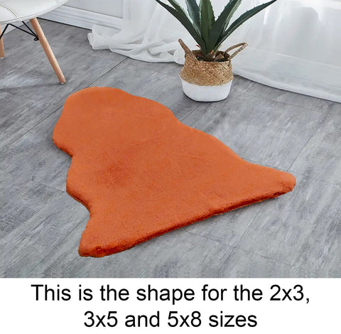 Orange Faux Rabbit Fur Fuzzy Soft Fluffy Plush Cozy Shaggy Area Rug by Homemartgoods
