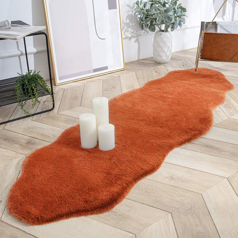 Orange Faux Rabbit Fur Fuzzy Soft Fluffy Plush Cozy Shaggy Area Rug by Homemartgoods