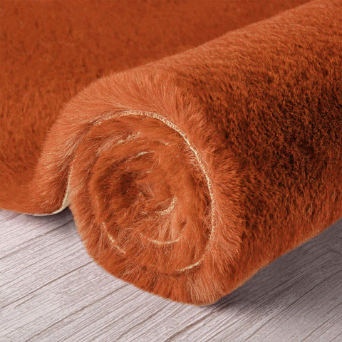Orange Faux Rabbit Fur Fuzzy Soft Fluffy Plush Cozy Shaggy Area Rug by Homemartgoods