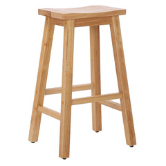 29" Solid Wood Saddle Bar Stool, Set of 2