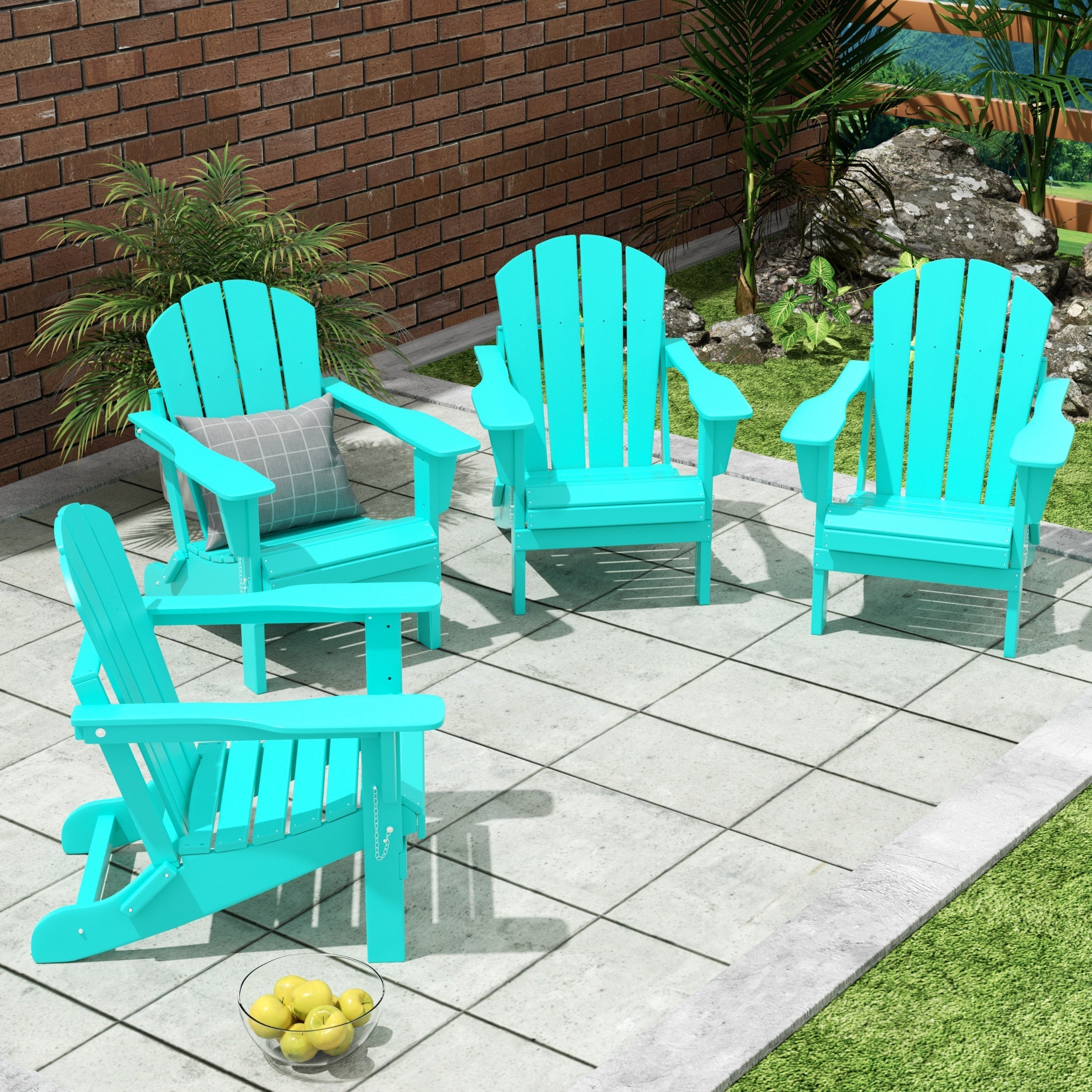  Westin Furniture Outdoor Patio Folding Adirondack Chair, Set of 4 - Weathered Wood - Bonton