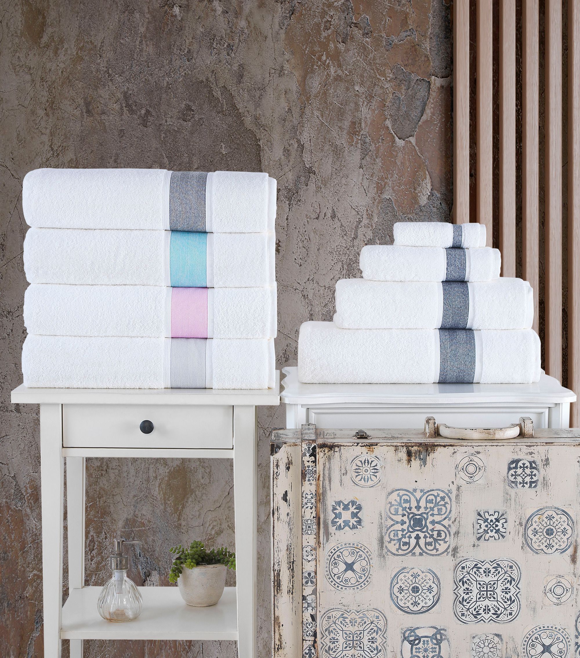  Brooks Brothers Ottoman Rolls 4 Piece Wash Towel Set - Sea Glass - Bonton