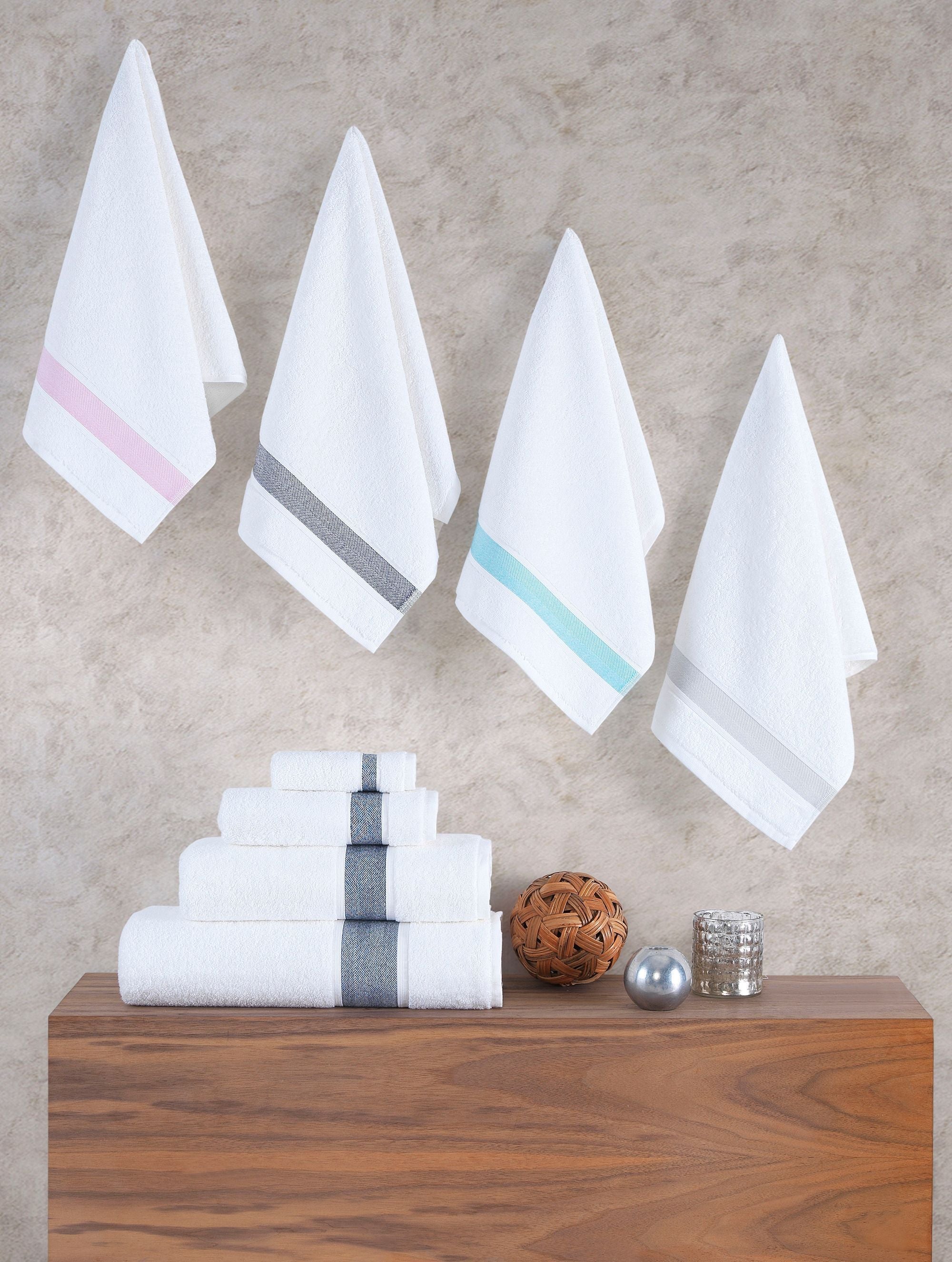  Brooks Brothers Ottoman Rolls 4 Piece Wash Towel Set - Sea Glass - Bonton