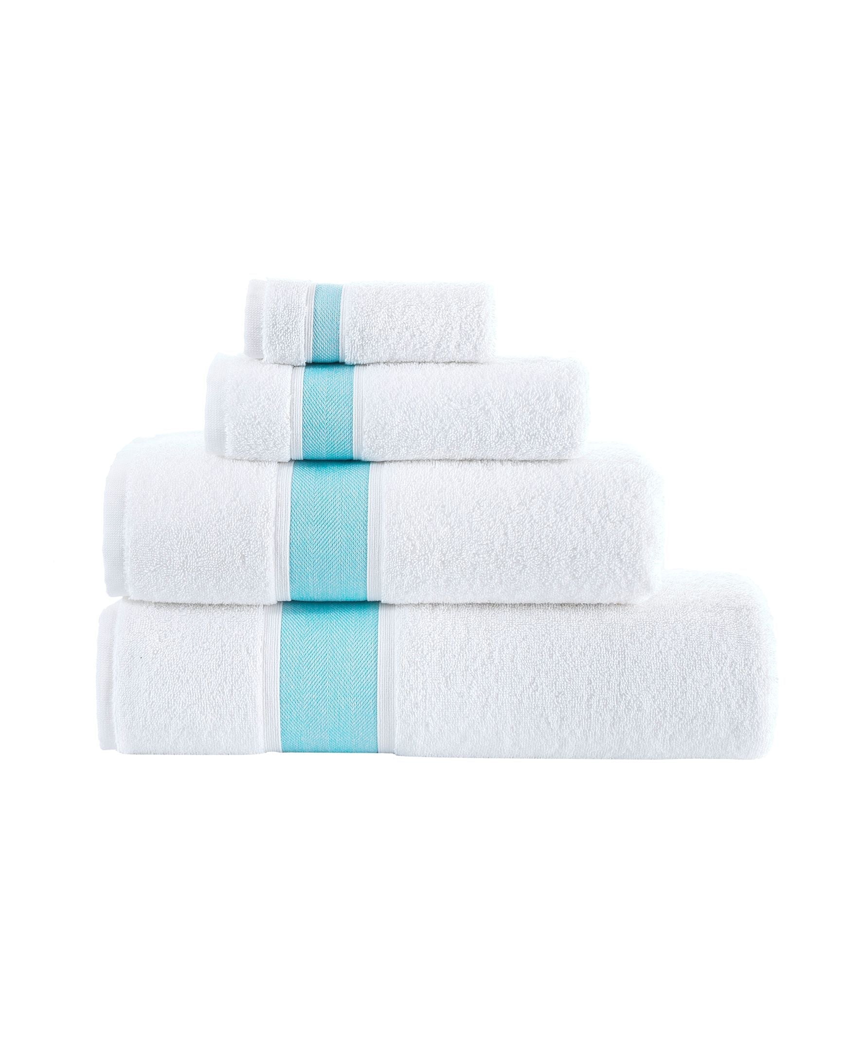  Brooks Brothers Ottoman Rolls 2 Piece Wash Towel Set - Sea Glass - Bonton