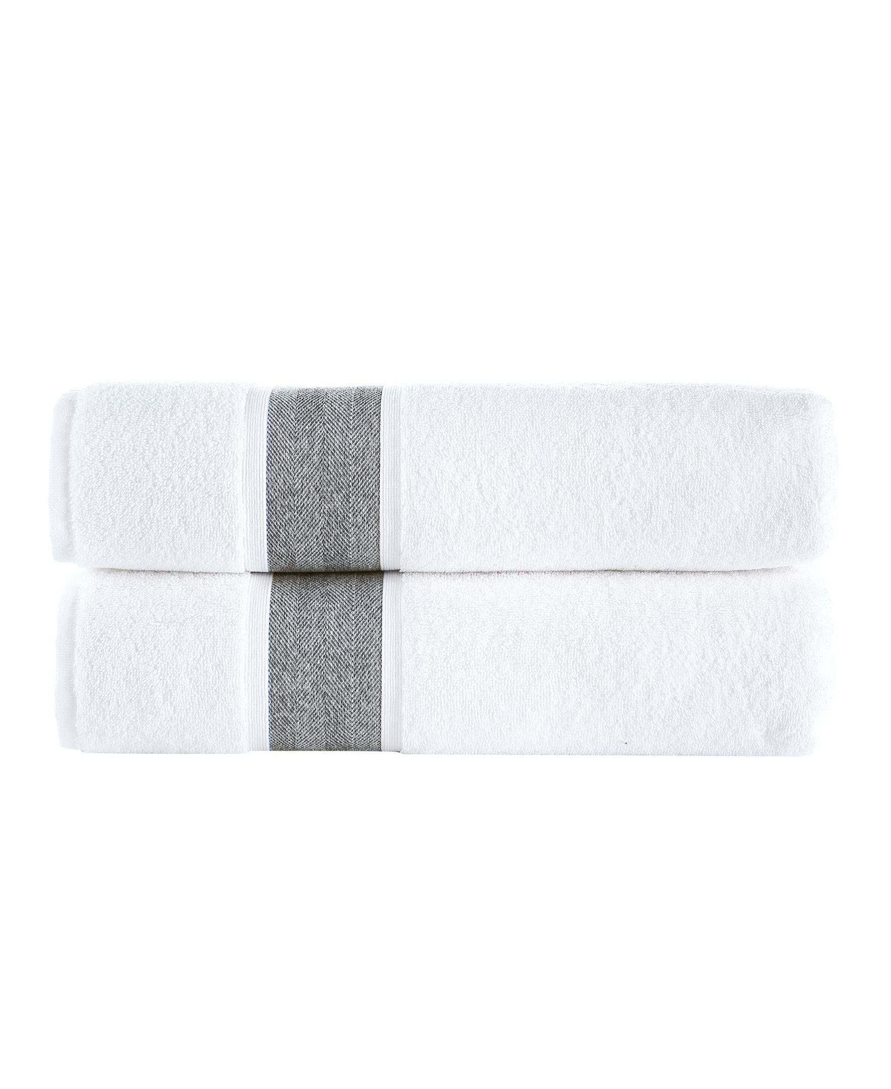  Brooks Brothers Ottoman Rolls 2 Piece Bath Sheet Set - Silver - Bonton