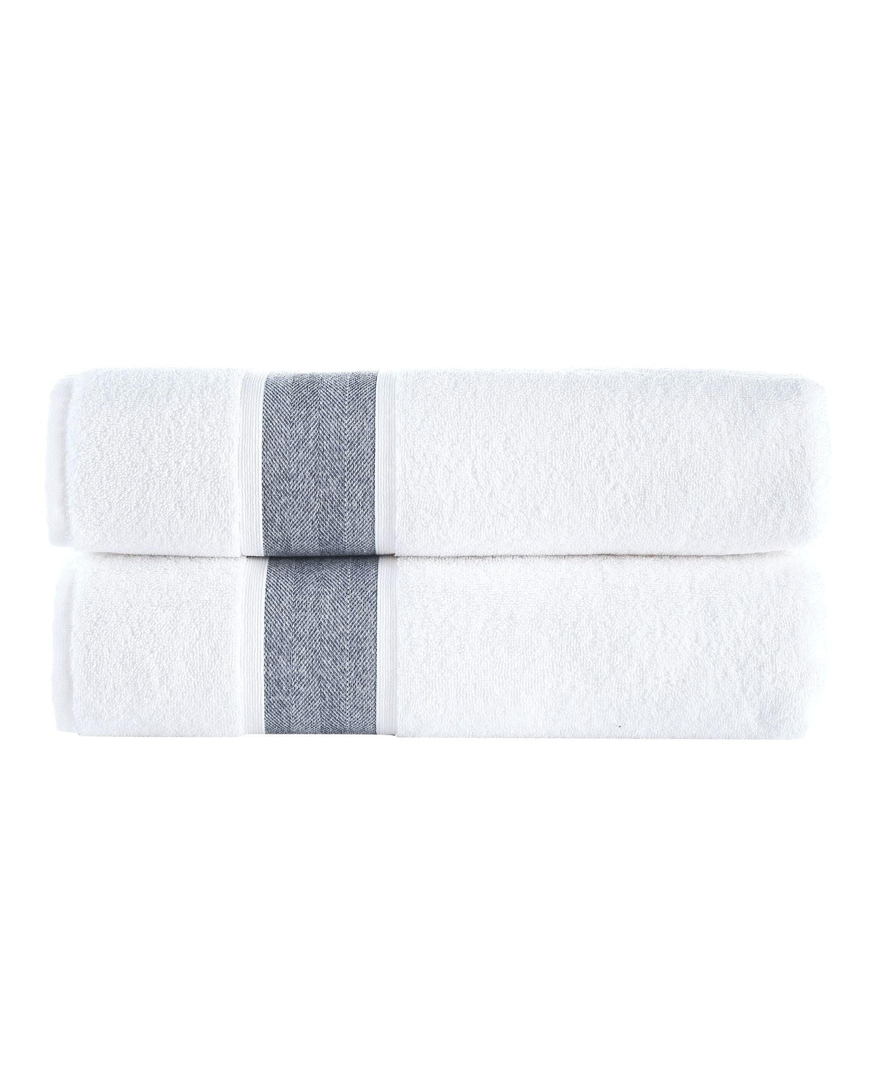  Brooks Brothers Ottoman Rolls 2 Piece Bath Sheet Set - Sea Glass - Bonton