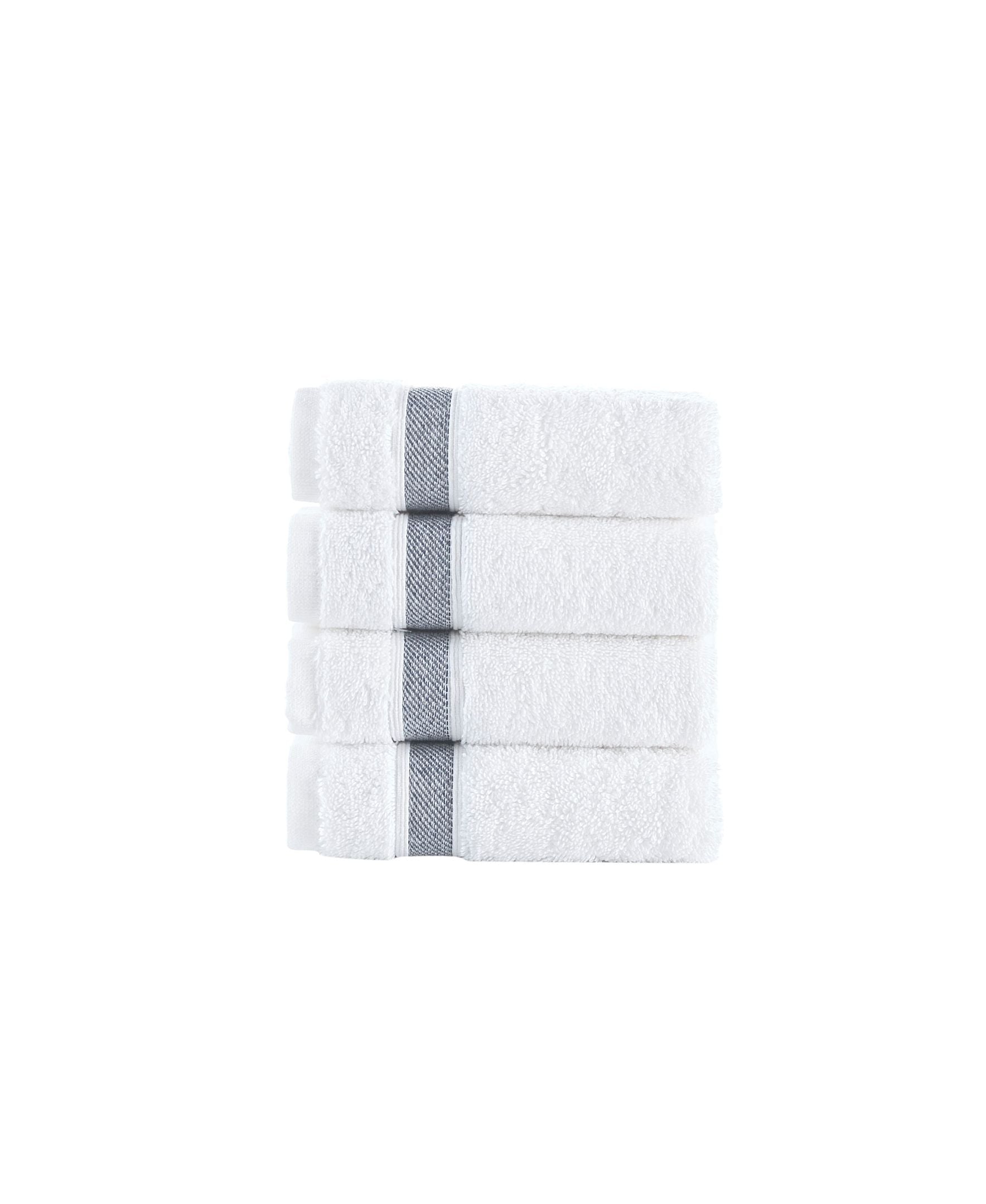  Brooks Brothers Ottoman Rolls 4 Piece Wash Towel Set - Anthracite - Bonton