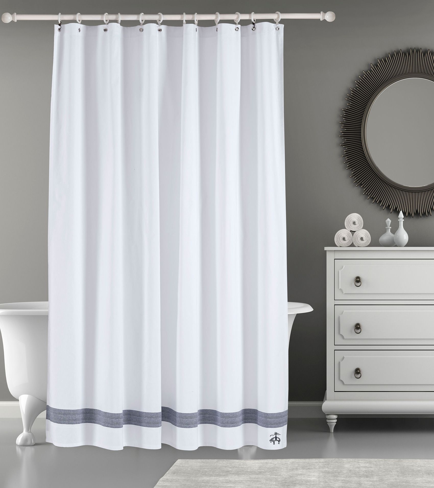  Brooks Brothers Ottoman Rolls Shower Curtains - Anthracite - Bonton