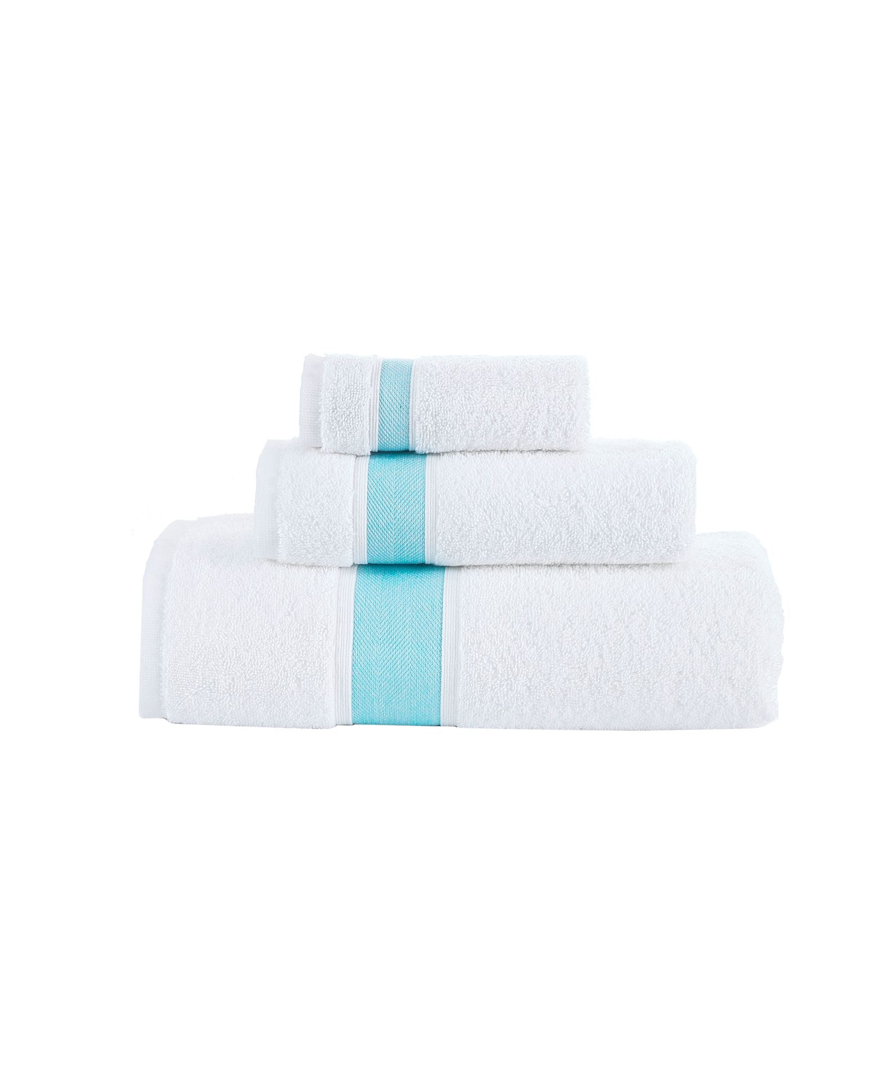  Brooks Brothers Ottoman Rolls 3 Piece Towel Set - Sea Glass - Bonton