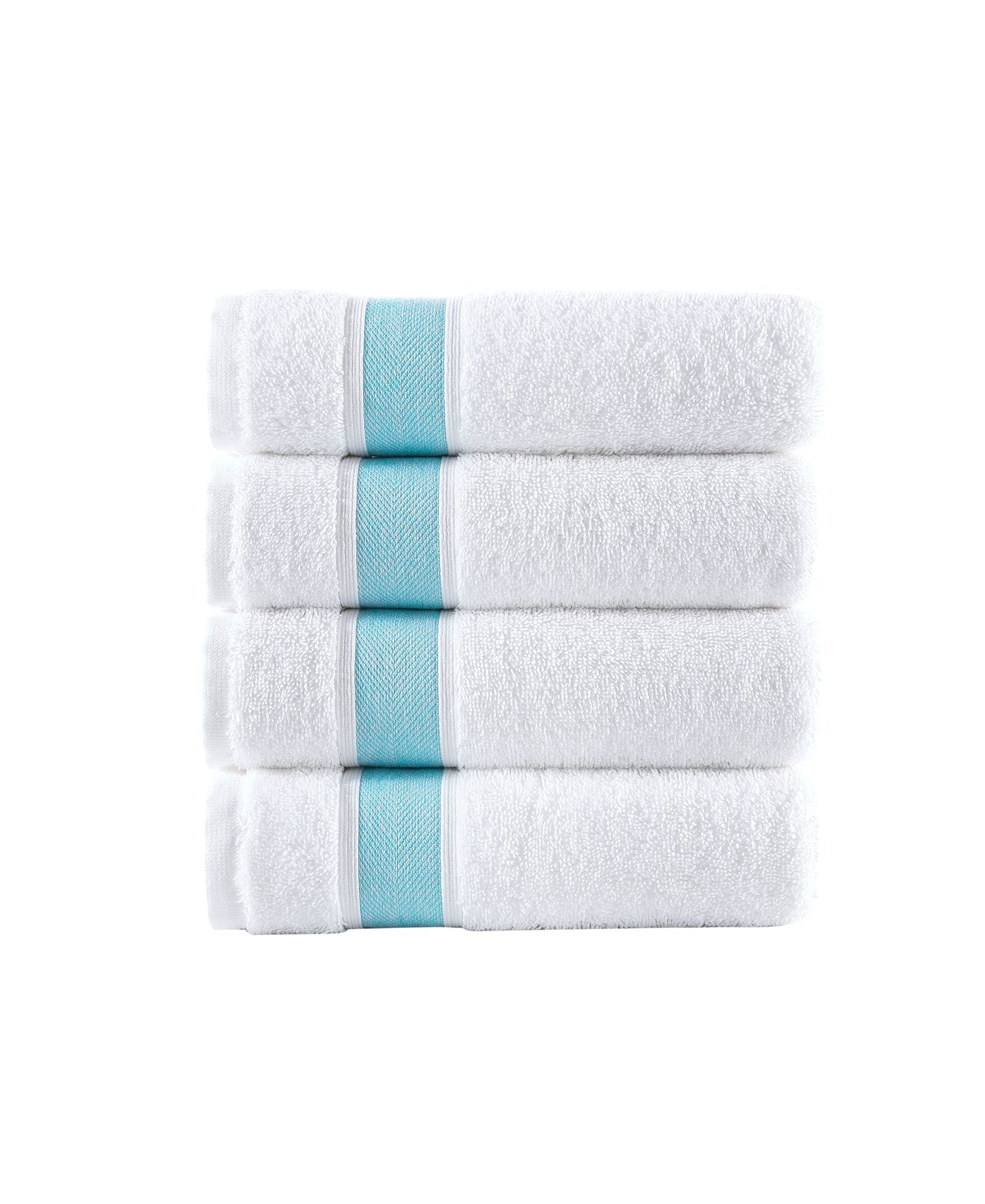  Brooks Brothers Ottoman Rolls 4 Piece Hand Towel Set - Sea Glass - Bonton