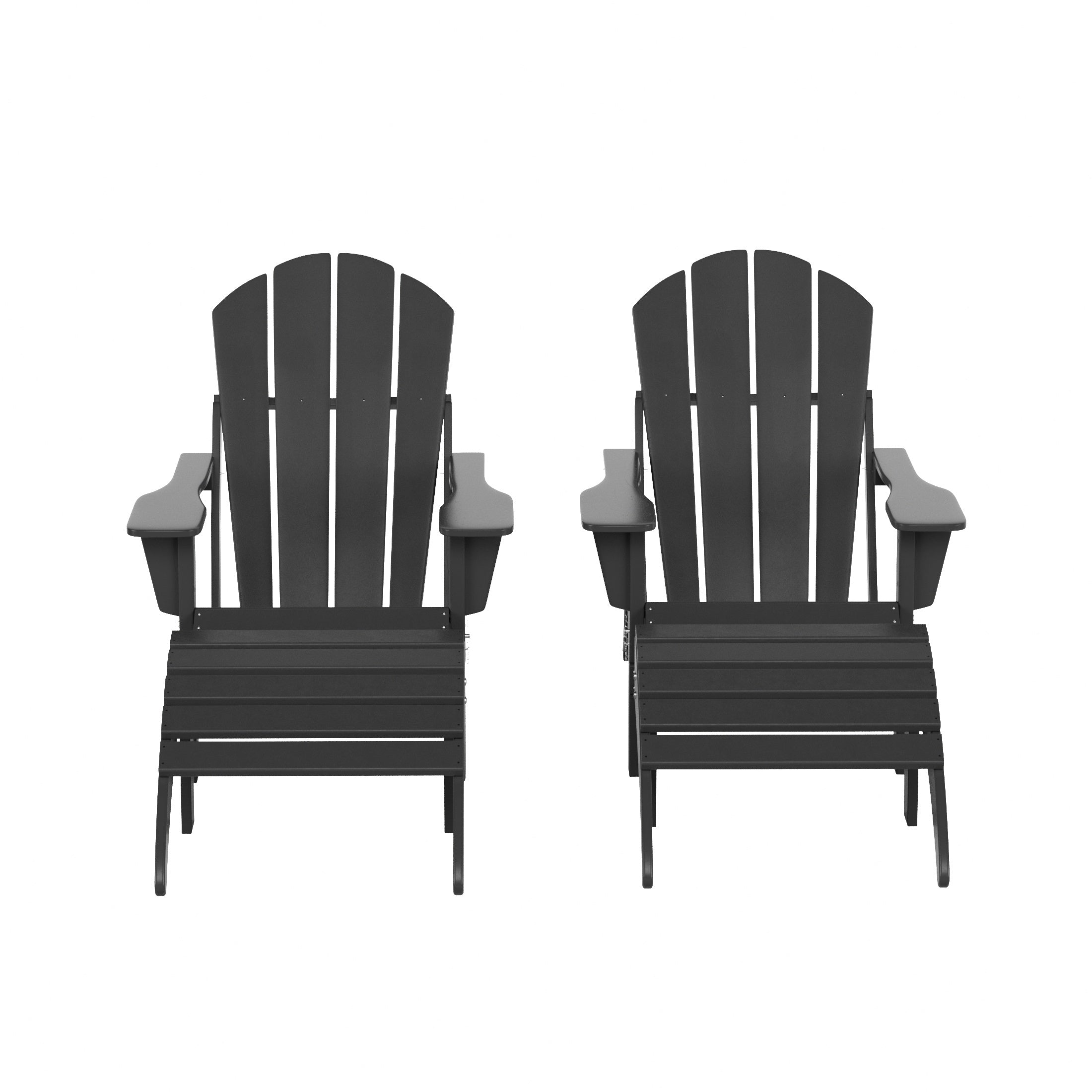  Westin Furniture 4-Piece Adirondack Conversation Chair with Footrest Ottoman Set - Teak - Bonton