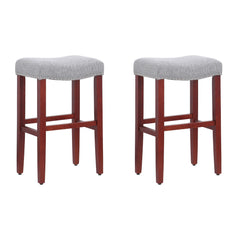 29" Upholstered Saddle Seat Bar Stool, Set of 2