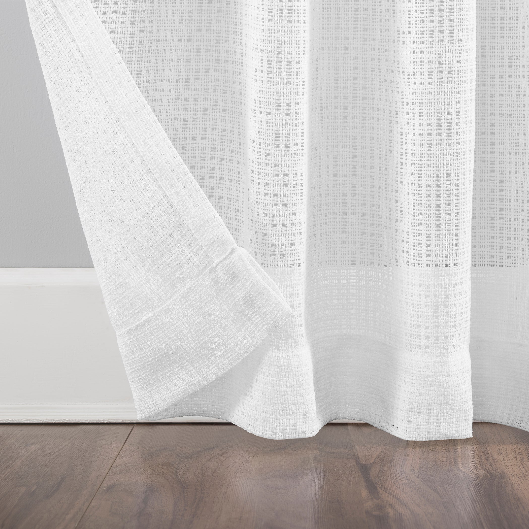  Waffle Weave Cotton Blend Tab Top Curtain - Chrome Gray - Bonton