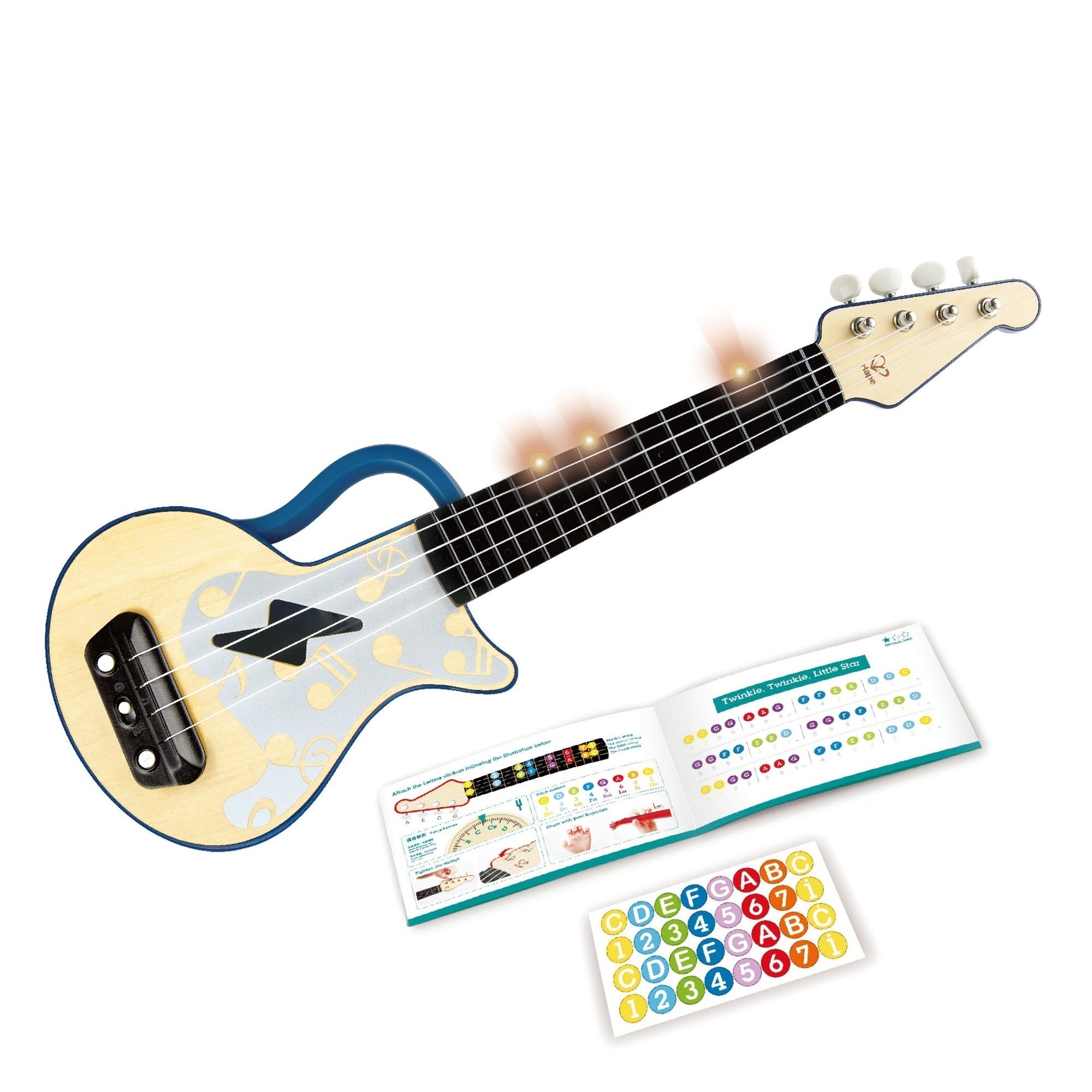  Hape Hape Learn With Lights Kid's Electronic Ukulele in Blue - Multi - Bonton