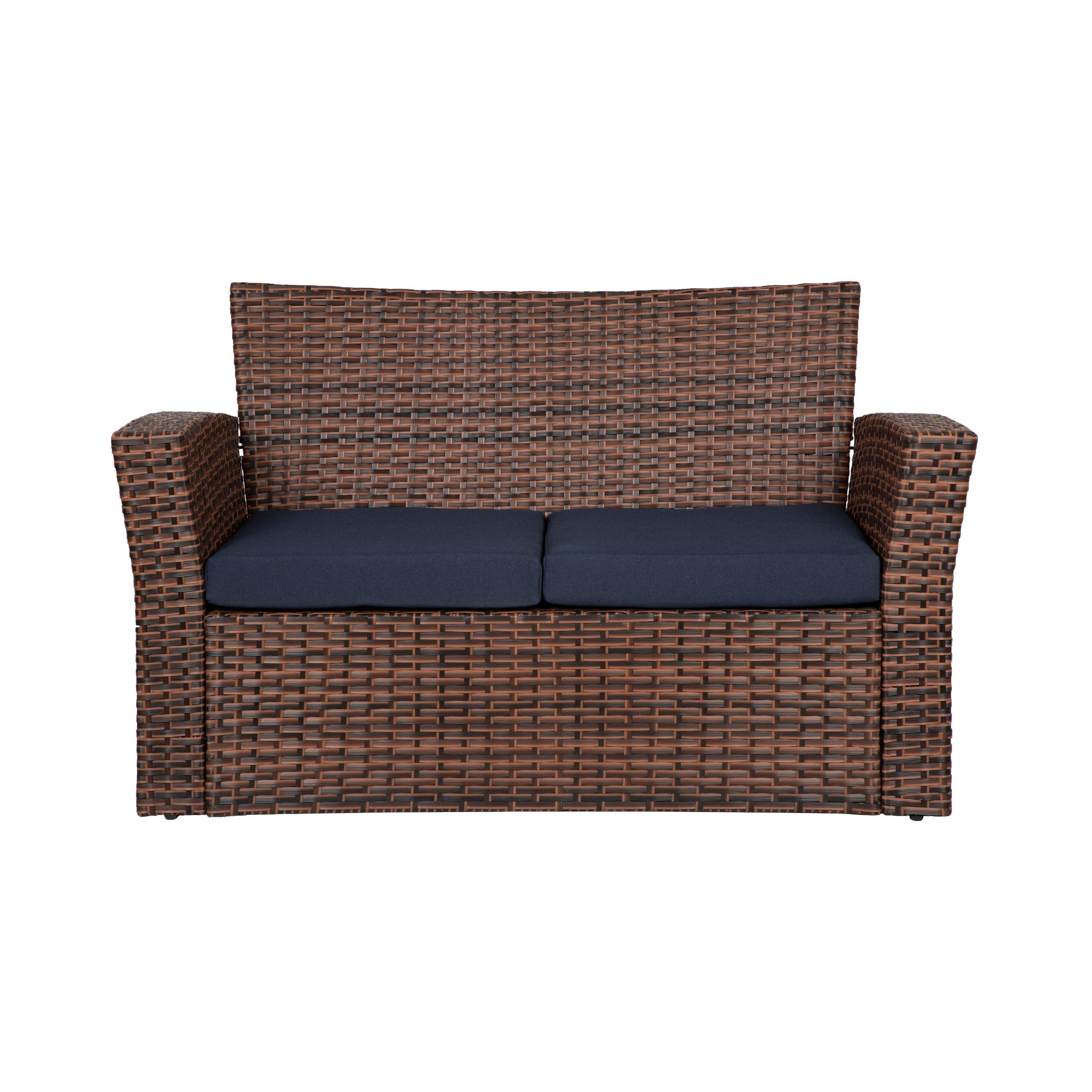  Westin Furniture 4-Piece Conversation Outdoor Patio Sofa Set with Cushions - Brown/Beige - Bonton