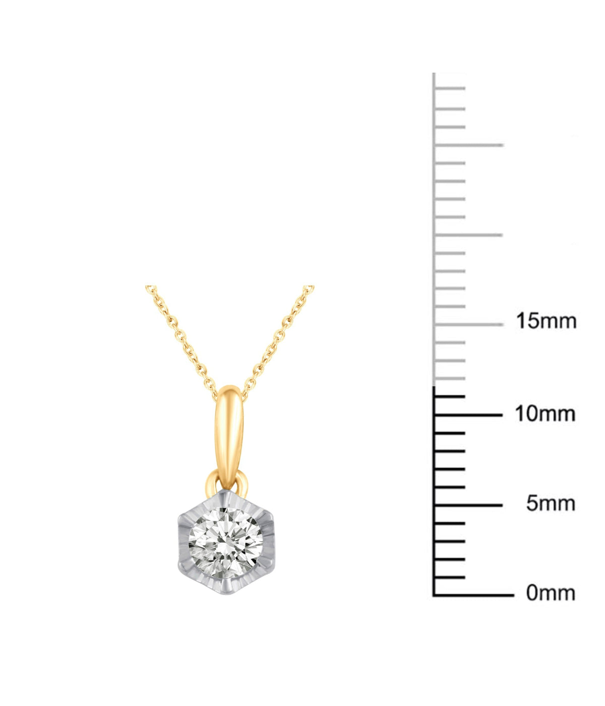  Kgs Jewels Inc 1/4 CTW Natural Hexagon Solitaire Pendant Necklace in 14K Gold 18