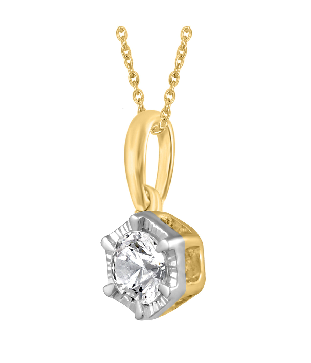  Kgs Jewels Inc 1/4 CTW Natural Hexagon Solitaire Pendant Necklace in 14K Gold 18