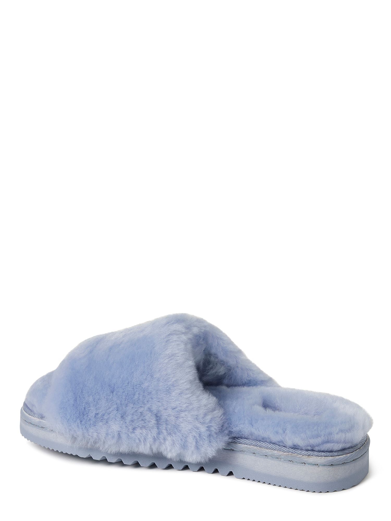  Dearfoams Fireside by Women's Cairns Shearling Easy On/Off Slide Sandal Slipper - Navy - Bonton