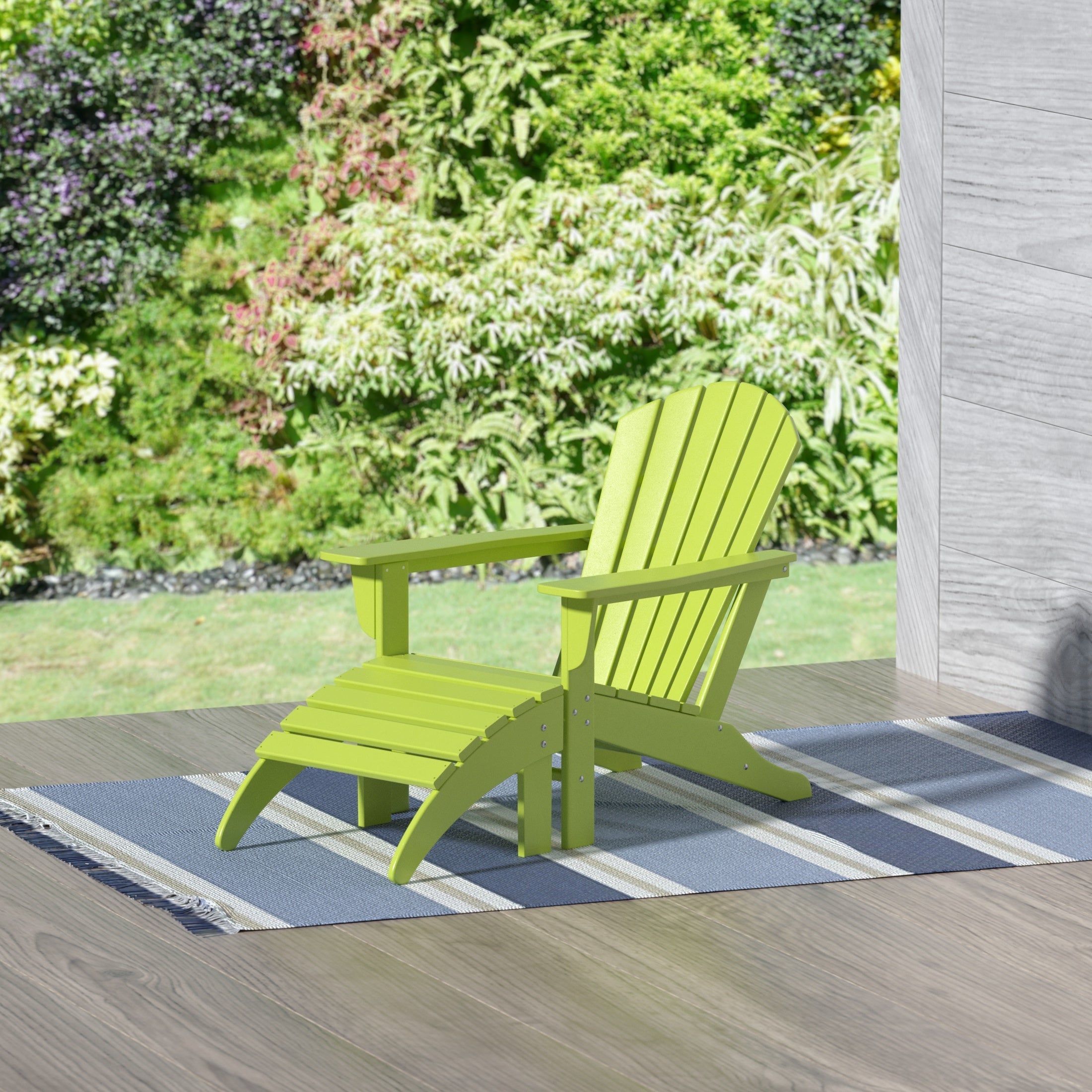  Westin Furniture Altura Outdoor Adirondack Chair with Ottoman 2-Piece Set - Lime - Bonton