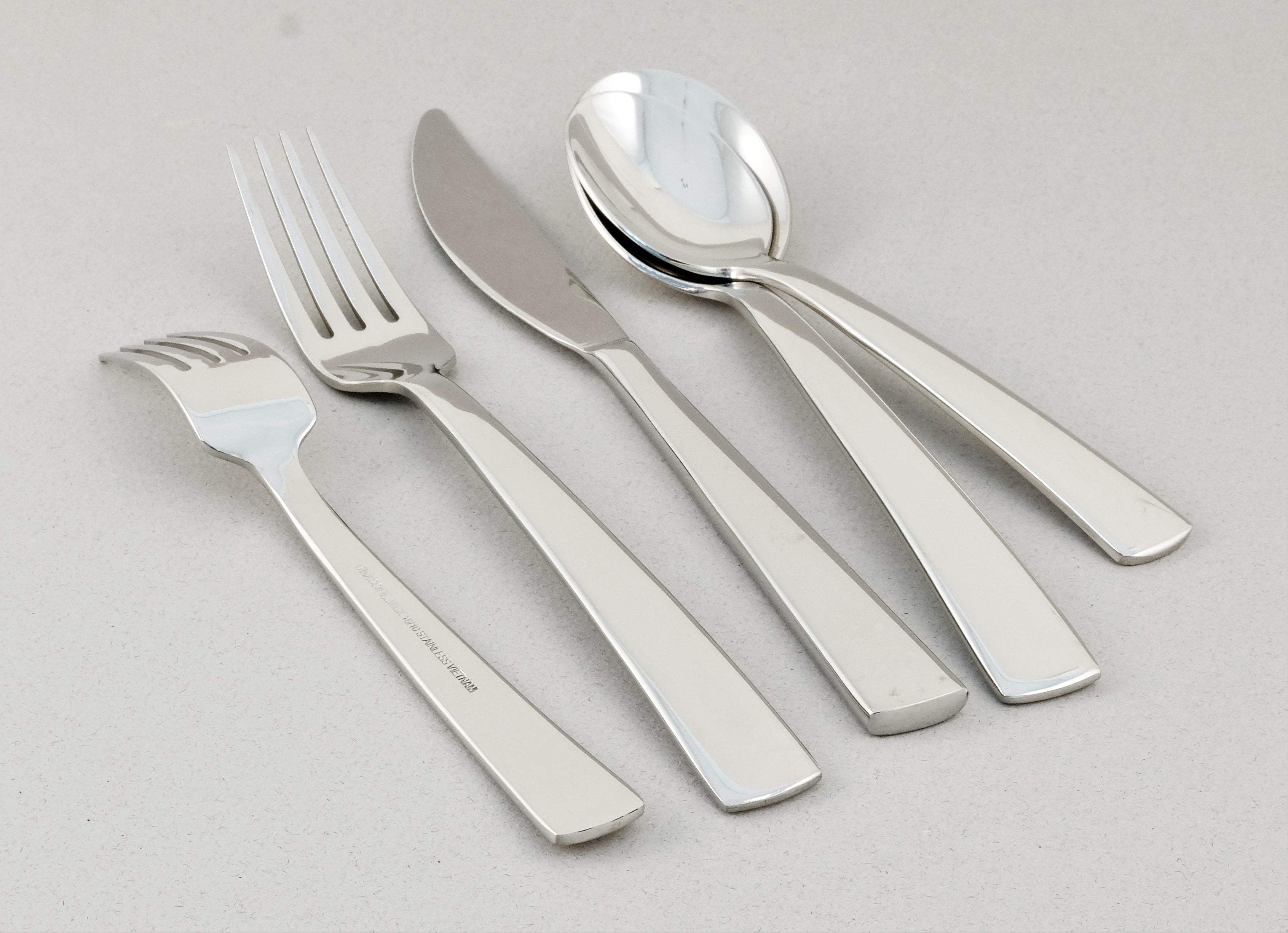  Ginkgo Burton Stainless Steel Flatware 42 Piece Set - Mirror Stainless Steel - Bonton