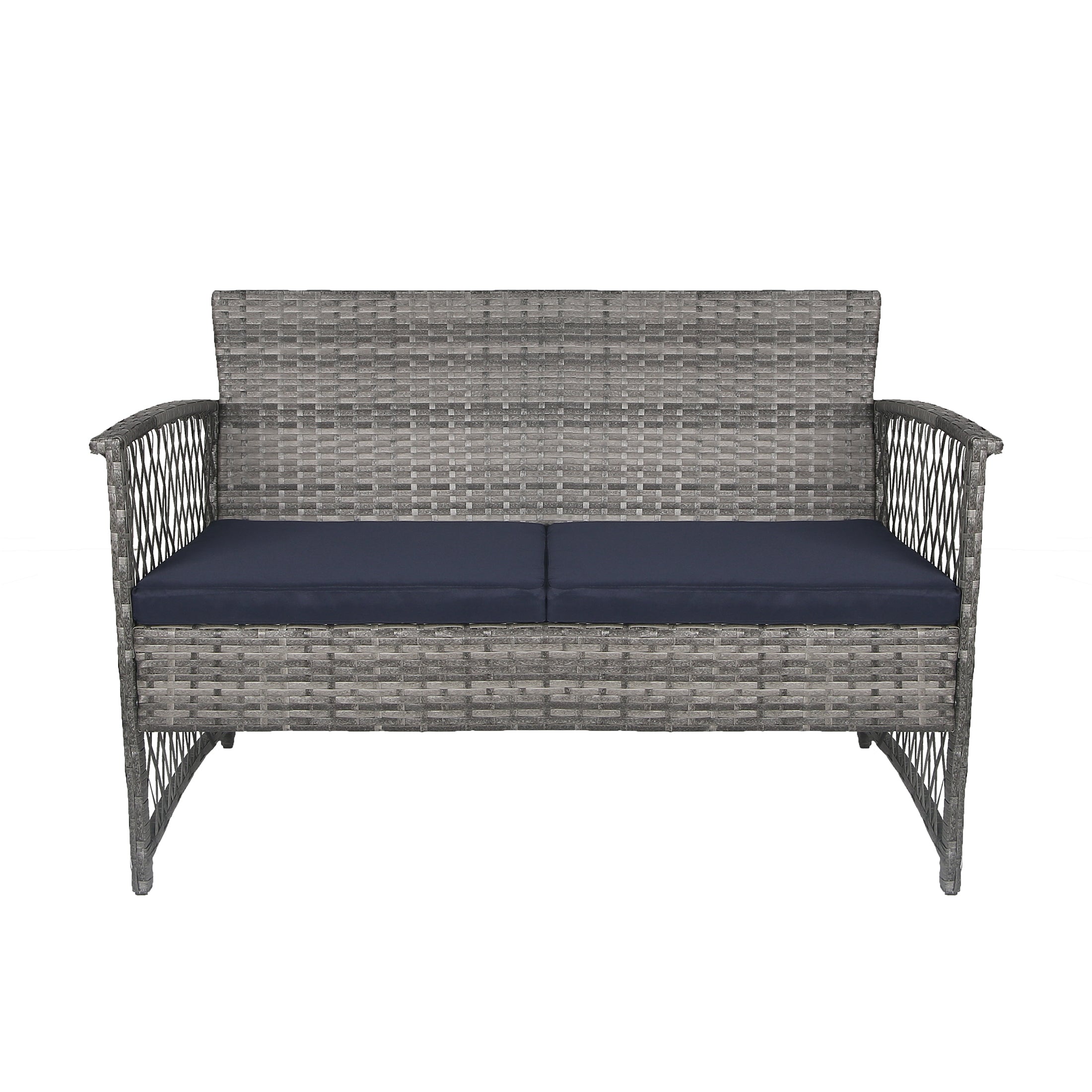  Westin Furniture 4-Piece Outdoor Patio Conversation Set - Gray/Navy - Bonton