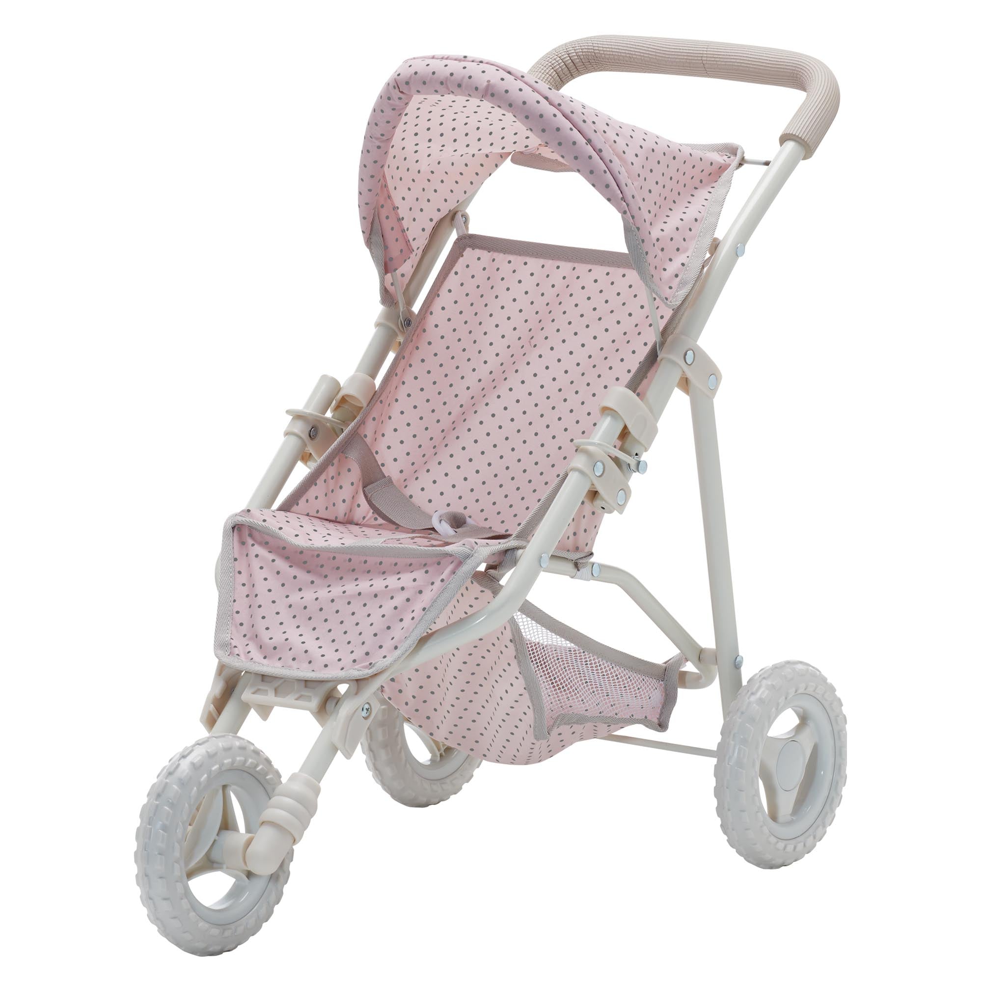  Teamson Kids Olivia's Little World - Polka Dots Princess Baby Doll Jogging Stroller - Pink/Grey - Bonton